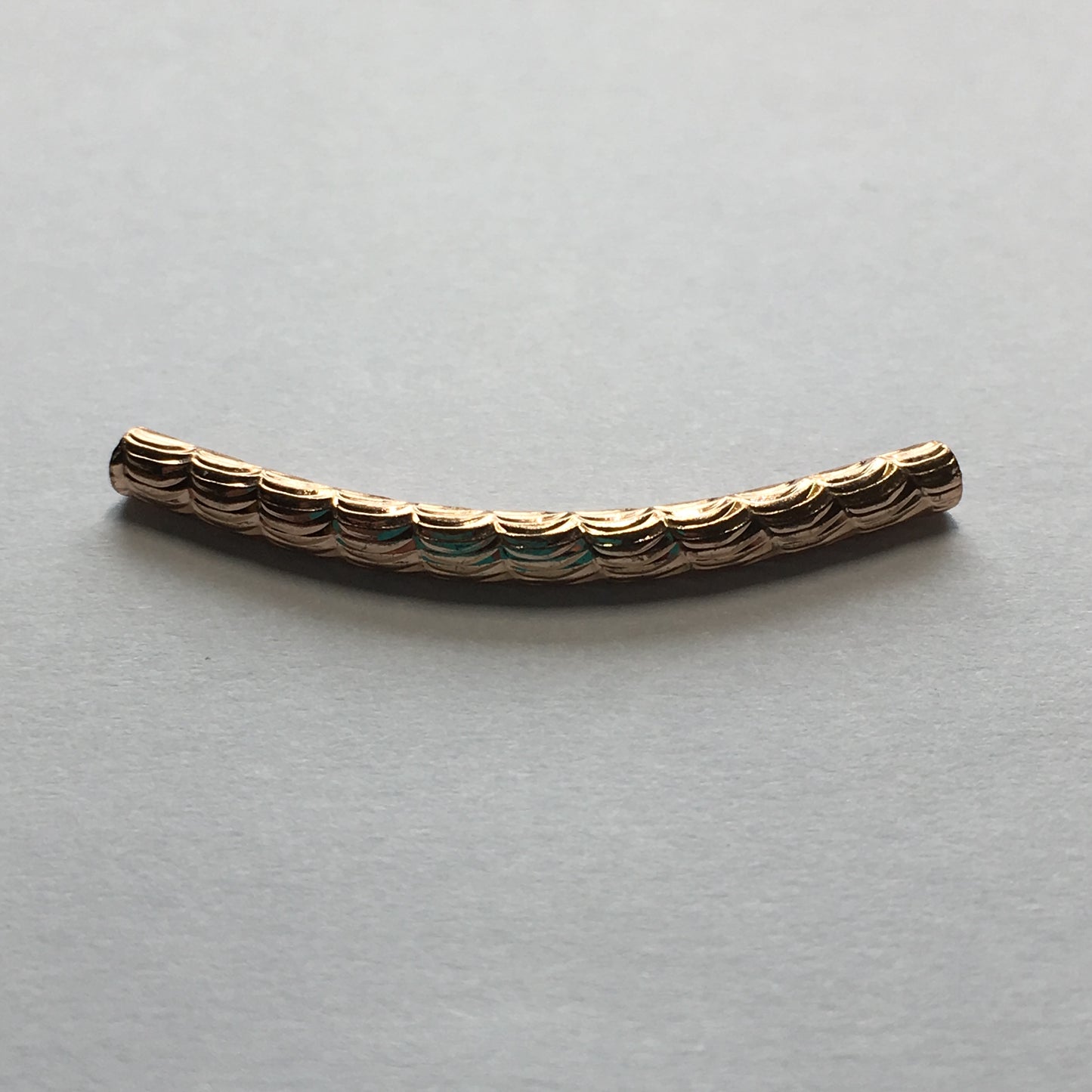 Rose Gold Textured Curved Tube Bead 3 x 35 mm