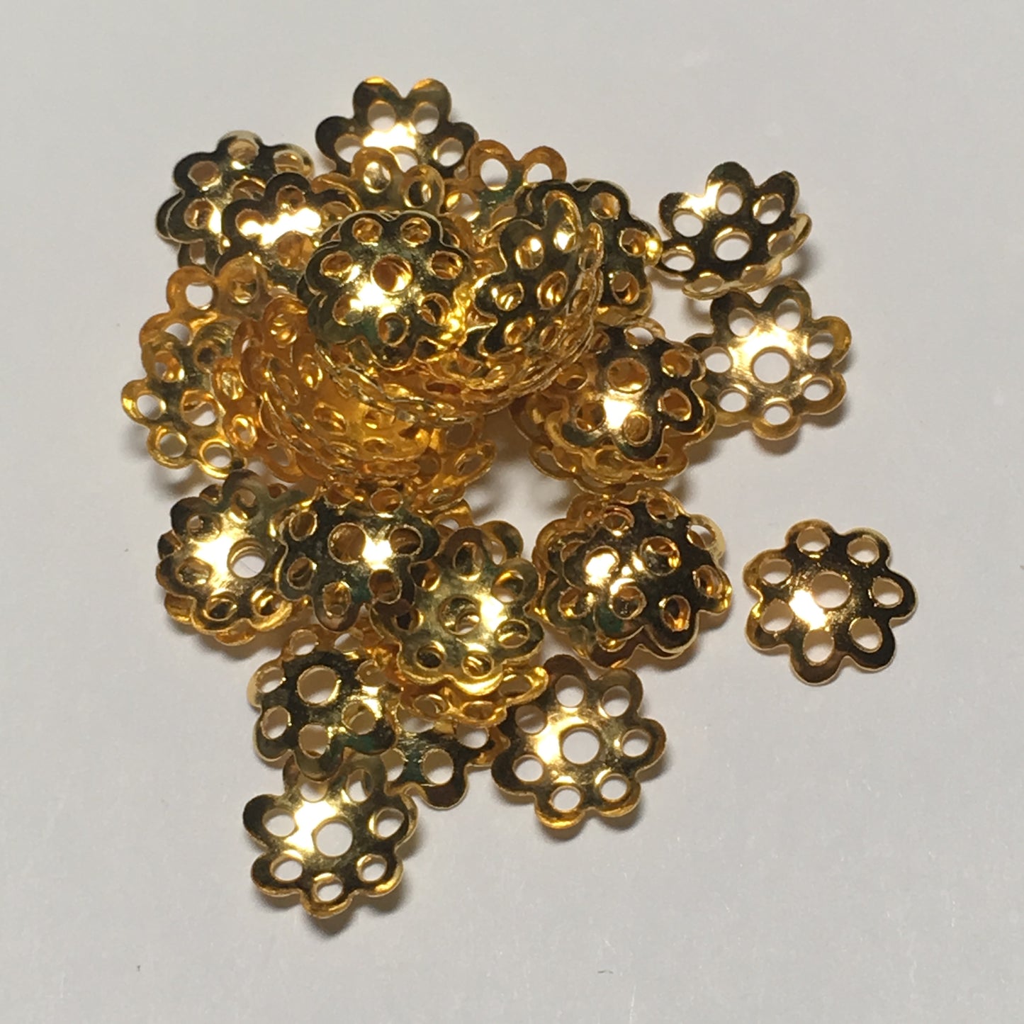 Gold Bead Caps, 8 mm  - 4 or 20 Caps