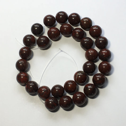 Bloodstone Semi-Precious Stone Round Beads, 12 mm -  30 Beads
