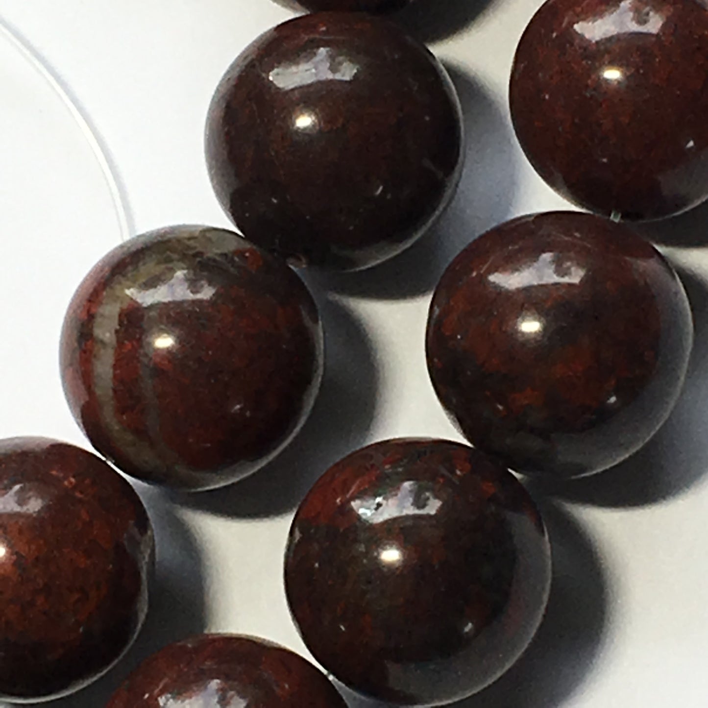 Bloodstone Semi-Precious Stone Round Beads, 12 mm -  30 Beads