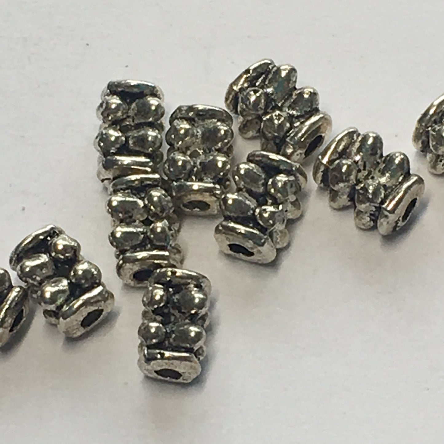 Antique Silver Rectangle Bali Beads, 6 x 4 mm - 8 or 10 Beads