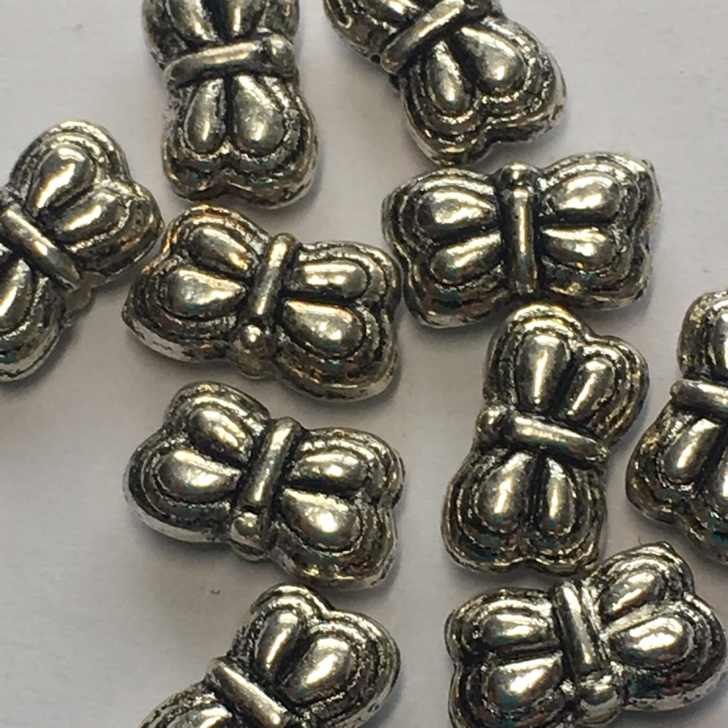 Antique Silver Butterfly Beads, 5 x 9 mm - 5 or 10 Beads
