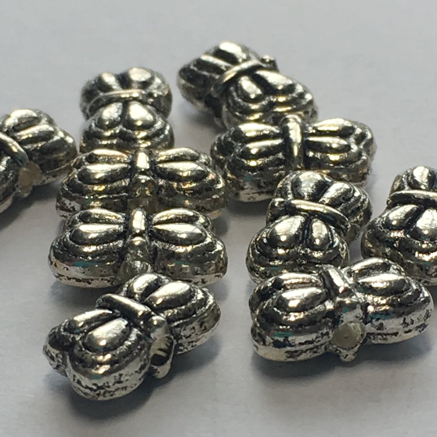 Antique Silver Butterfly Beads, 5 x 9 mm - 5 or 10 Beads