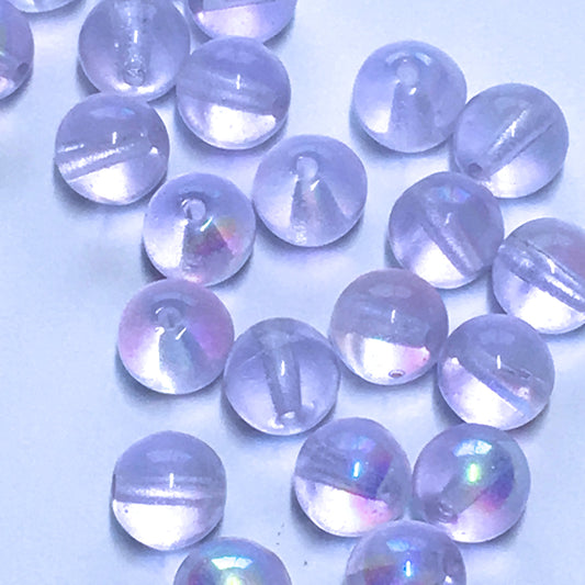 Transparent Very Light Blue AB Glass Round Beads, 5 mm - 22 Beads