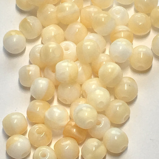 Cream Pearlized Glass Round Beads, 3.5 mm, 52 Beads