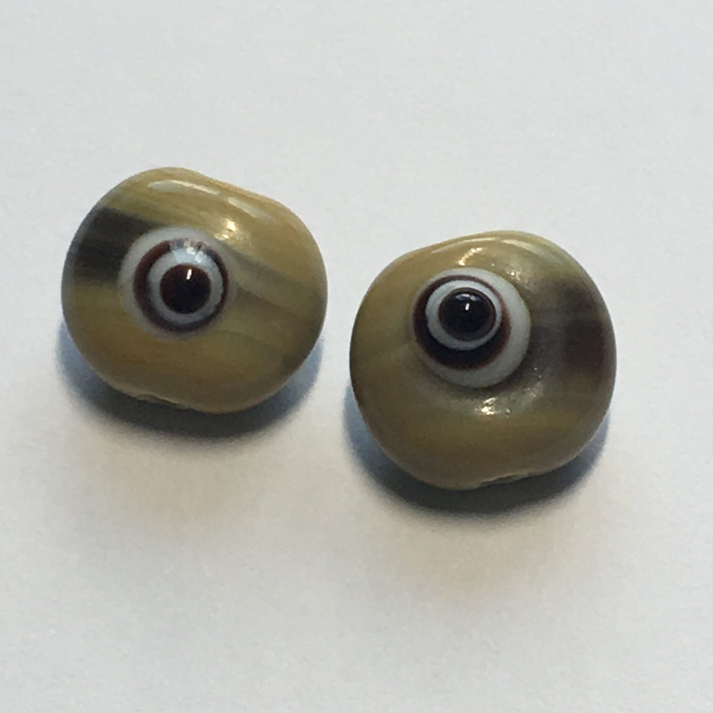 Lampwork Glass "Eye" Beads 8 x 11 mm, 2 Beads