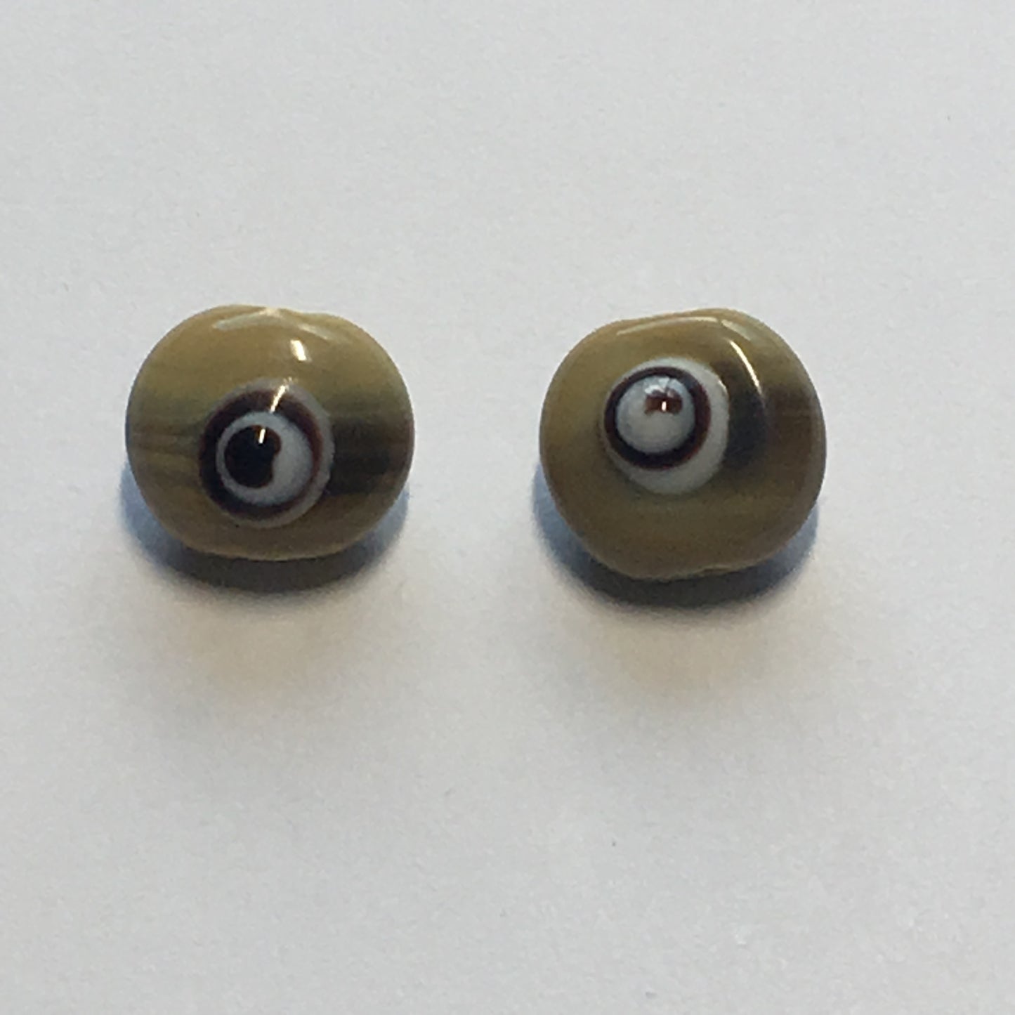 Lampwork Glass "Eye" Beads 8 x 11 mm, 2 Beads