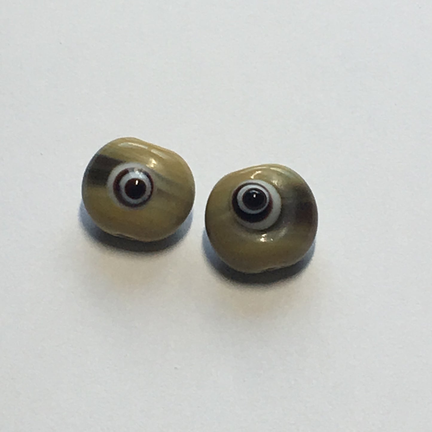 Lampwork Glass "Eye" Beads 8 x 11 mm, 2 Beads