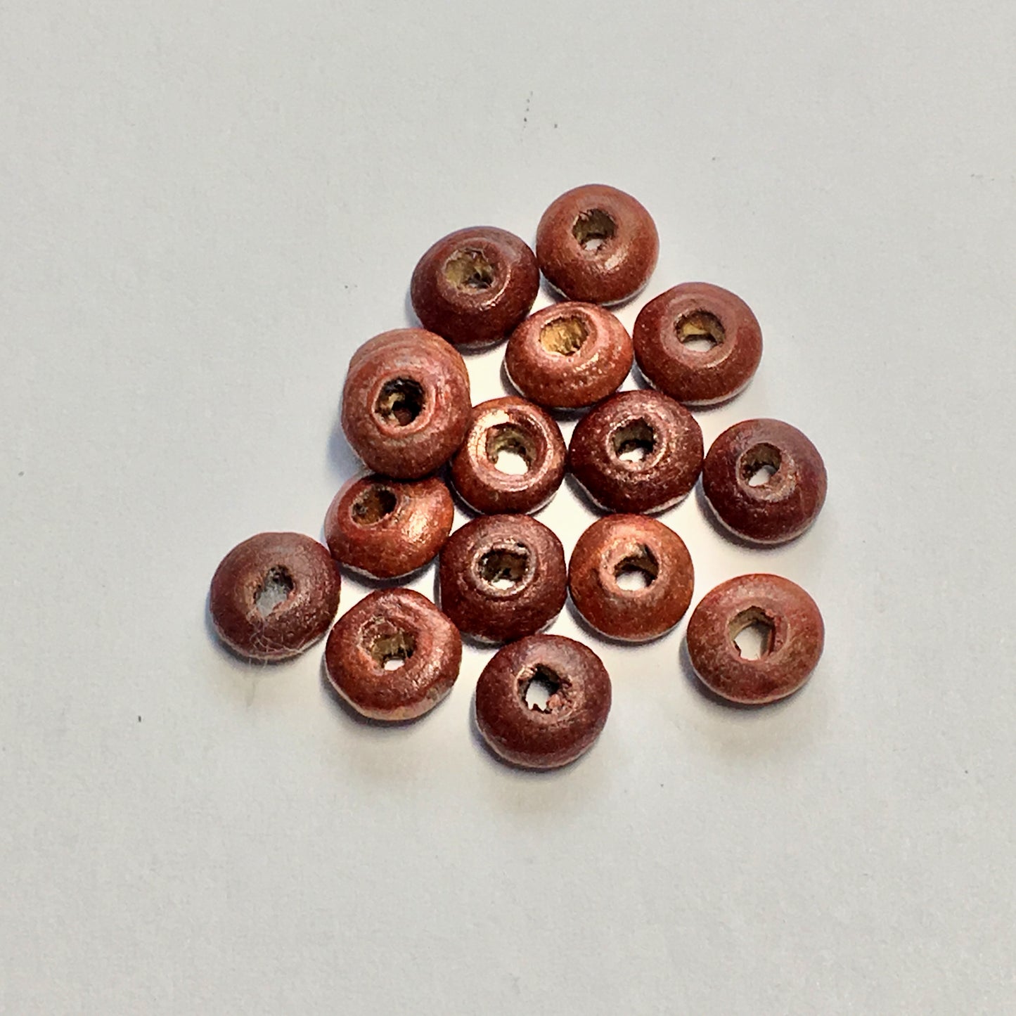 Medium Brown Wood Saucer Beads, 3 x 6 mm, 16 Beads