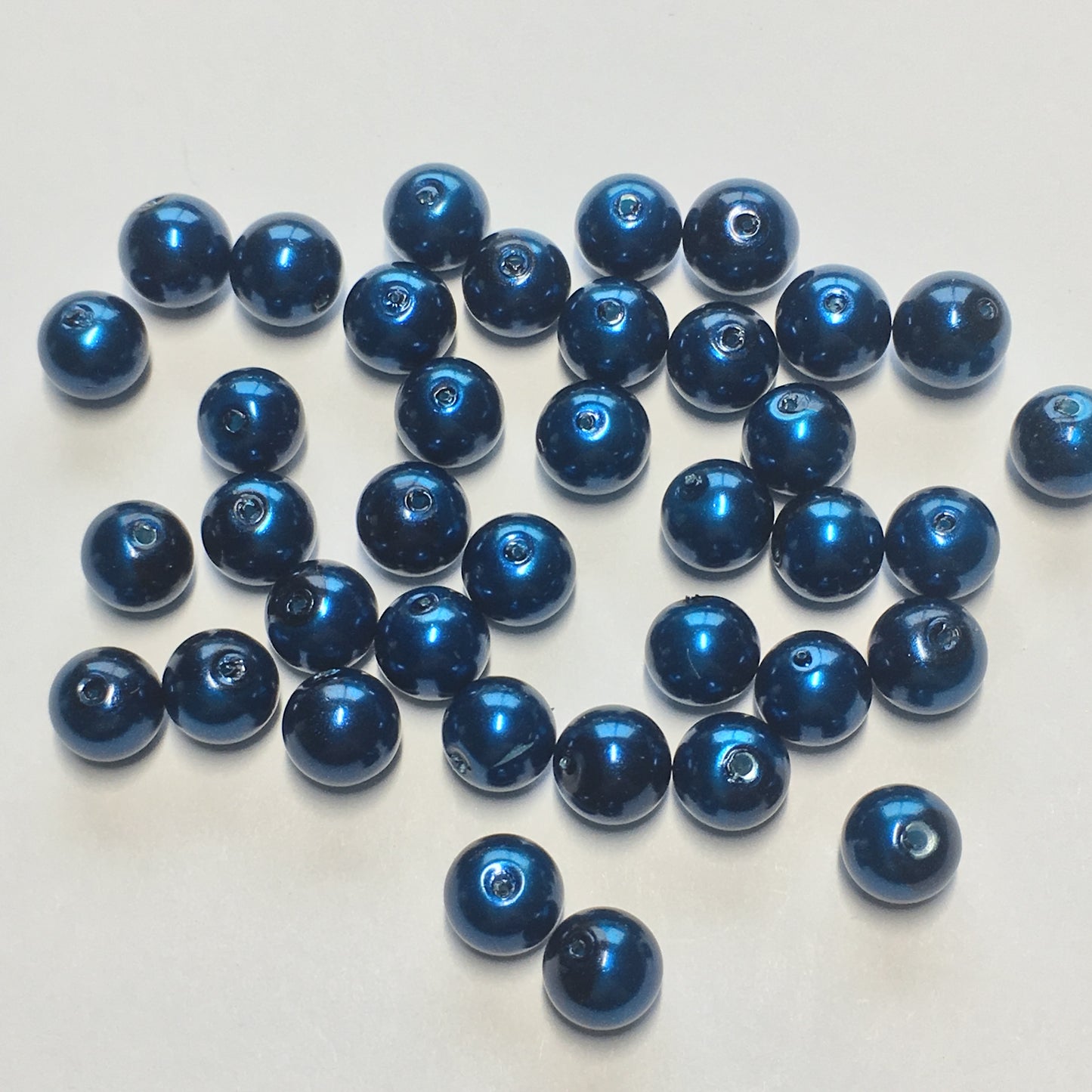 Dark Blue Pearl Glass Round Beads, 4 mm - 37 Beads