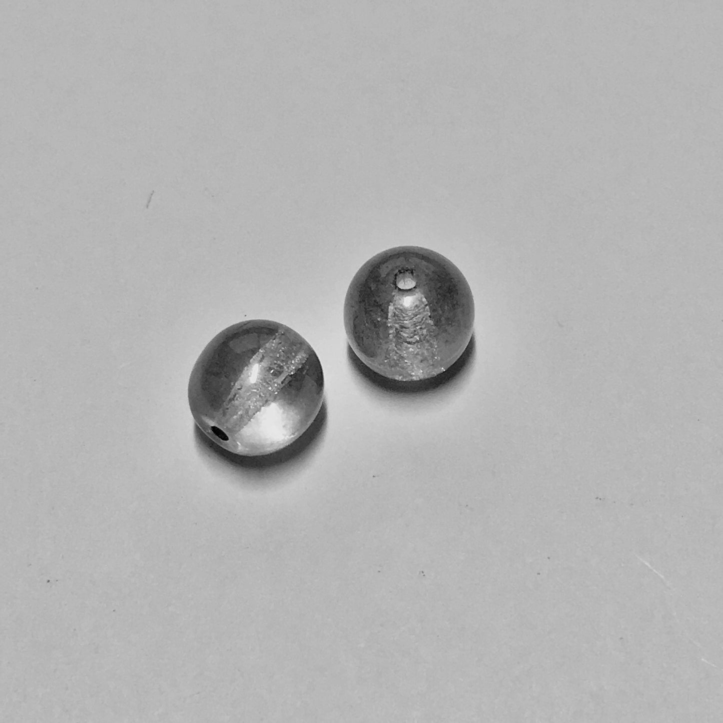 Transparent Gray Glass Round Beads, 7 mm, 2 Beads