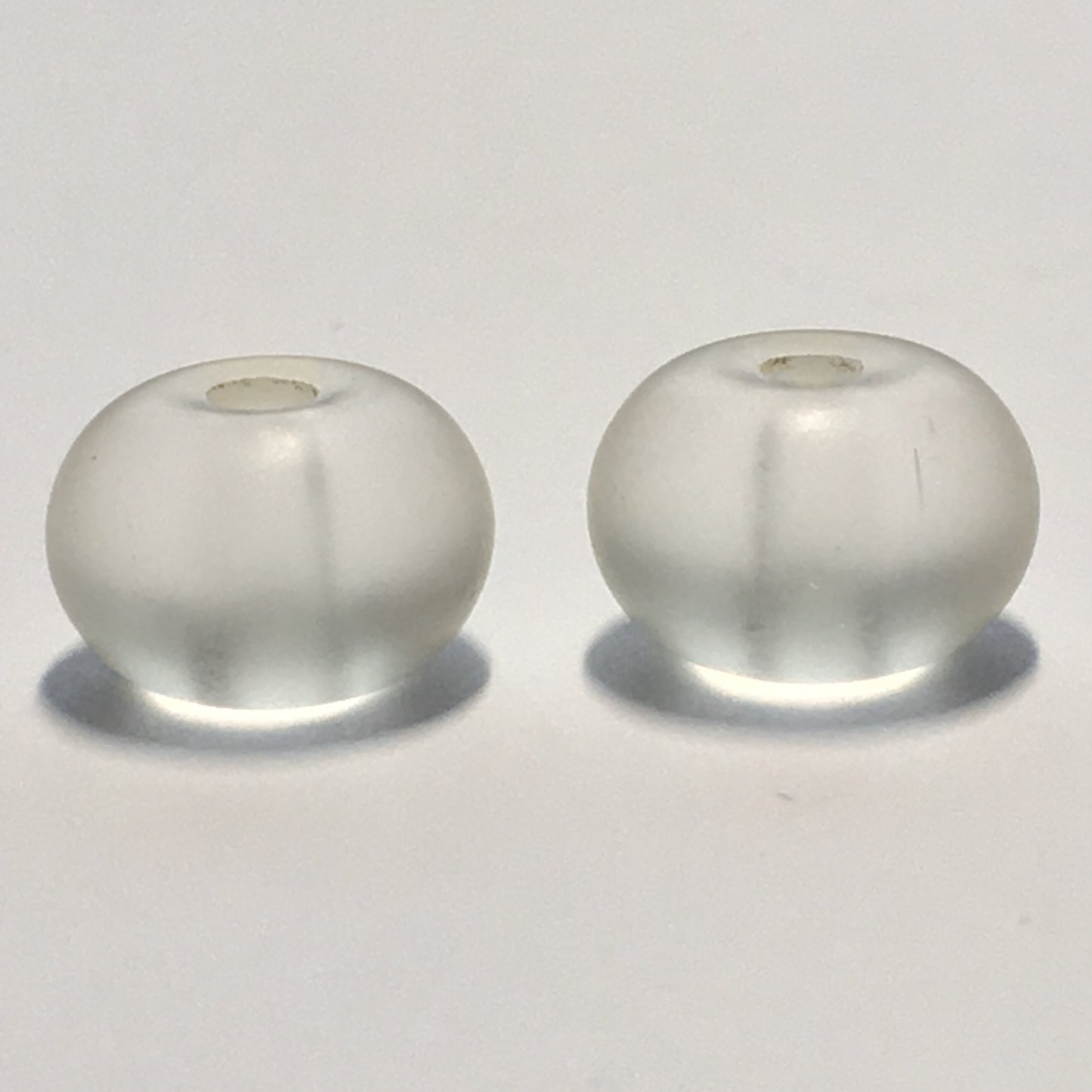 Frosted Clear Glass Rondelle Beads, 6 x 10 mm, 2 Beads