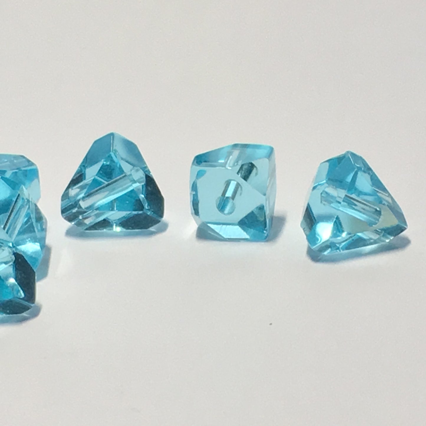 Transparent Light Blue Glass Opposing Cornerless Cube Beads, 6 mm, 6 Beads