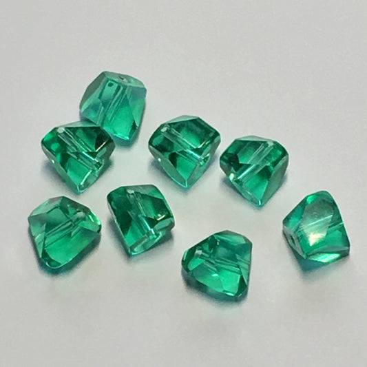 Perles cubiques sans coins opposées en verre vert transparent, 6 mm, 8 perles