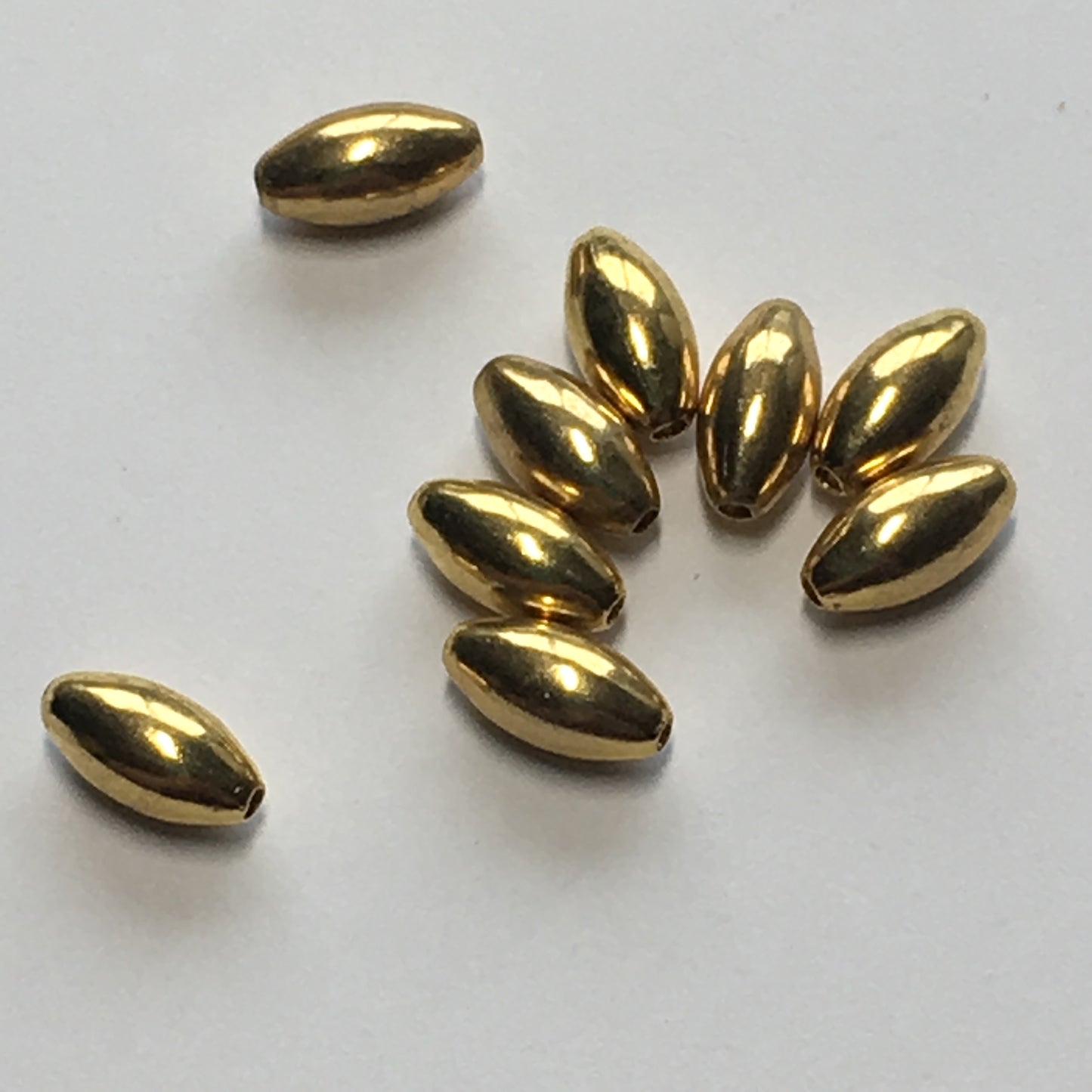 Gold Oval Beads, 8 x 4 mm - 9 Beads