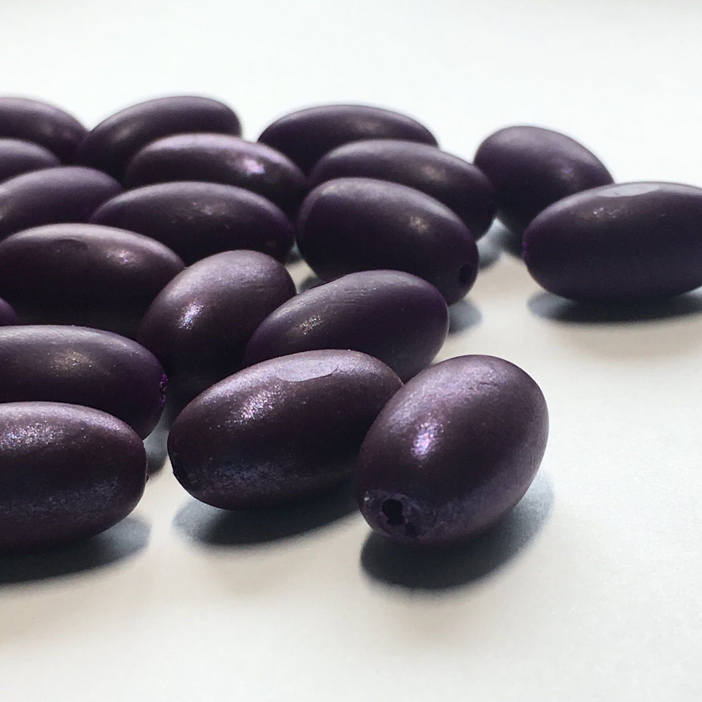 Handmade Dark Purple Polymer Clay Oval Beads, 16 x 9 mm - 27 Beads