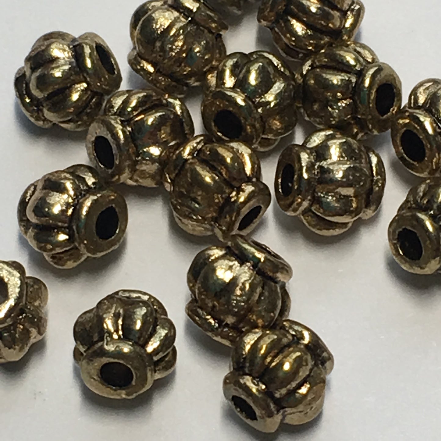 Antique Gold Lantern Beads, 4 x 4 mm -  20 Beads