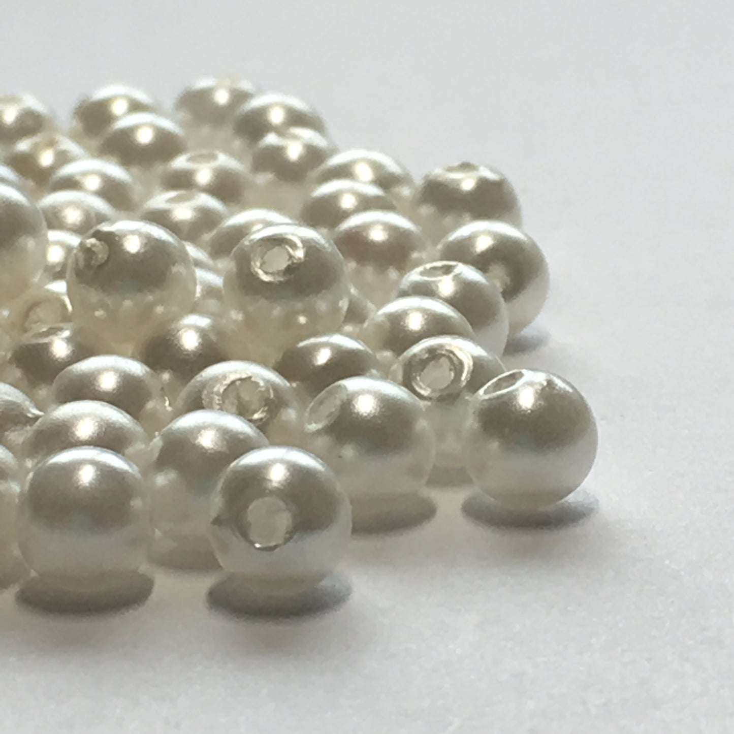 White Pearl Round Acrylic Beads, 5 mm - Approximately 100 Beads