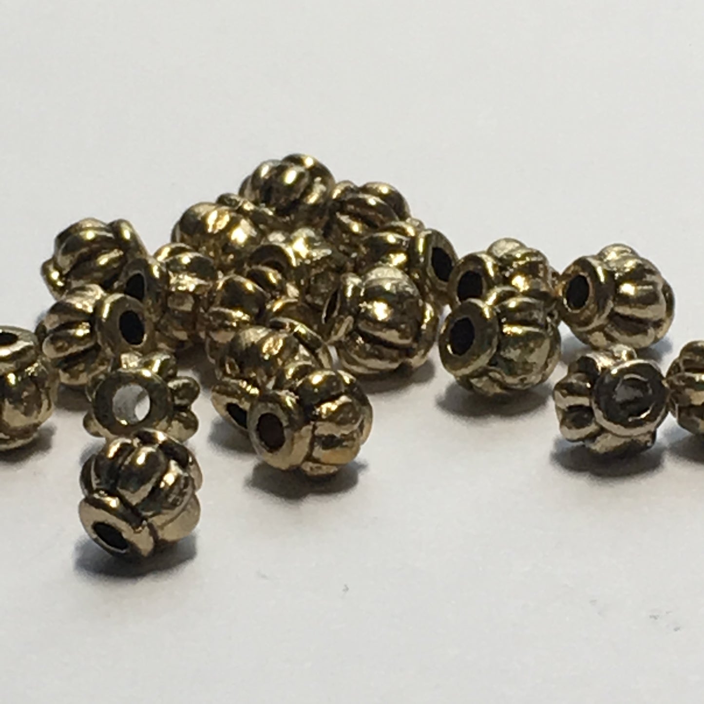 Antique Gold Lantern Beads, 4 x 4 mm -  20 Beads