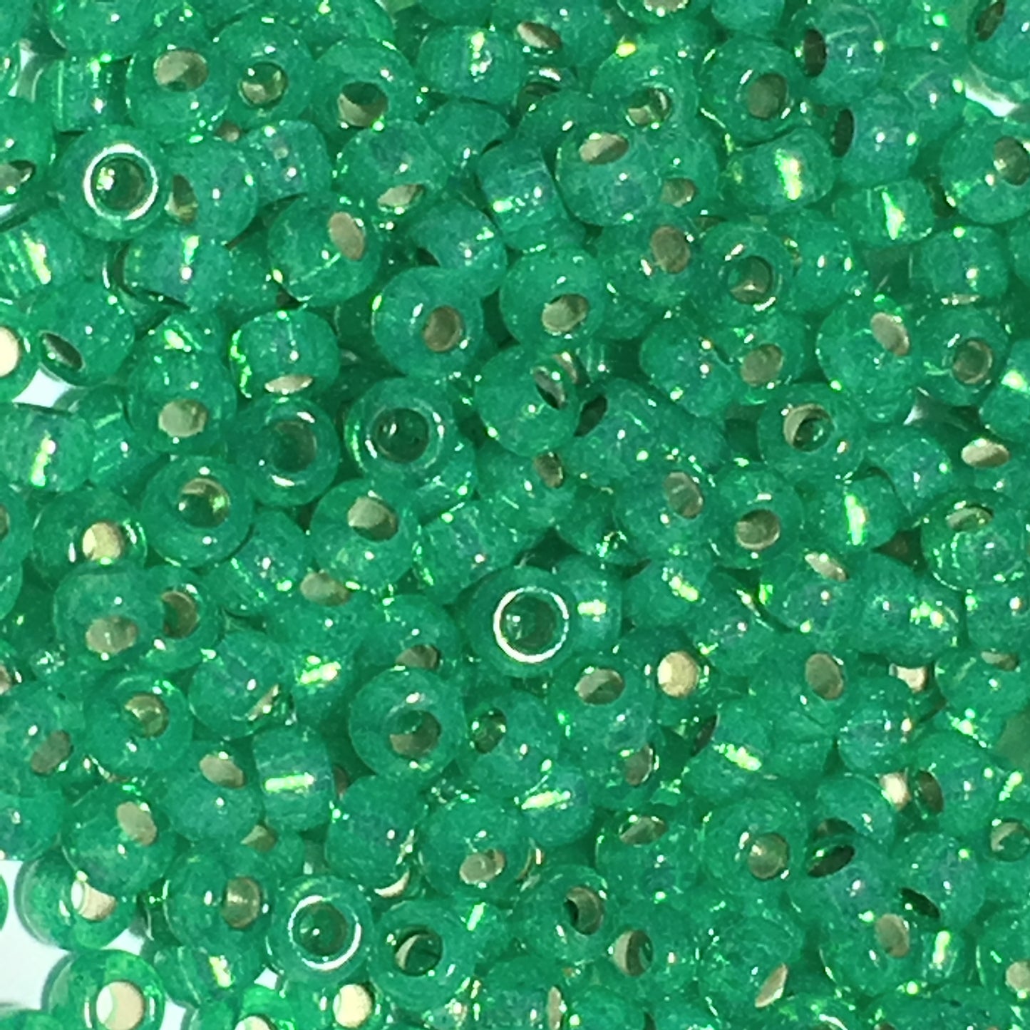 Miyuki 11-646   11/0 Alabaster Lined Dyed Green Seed Beads - 5 or 10 gm