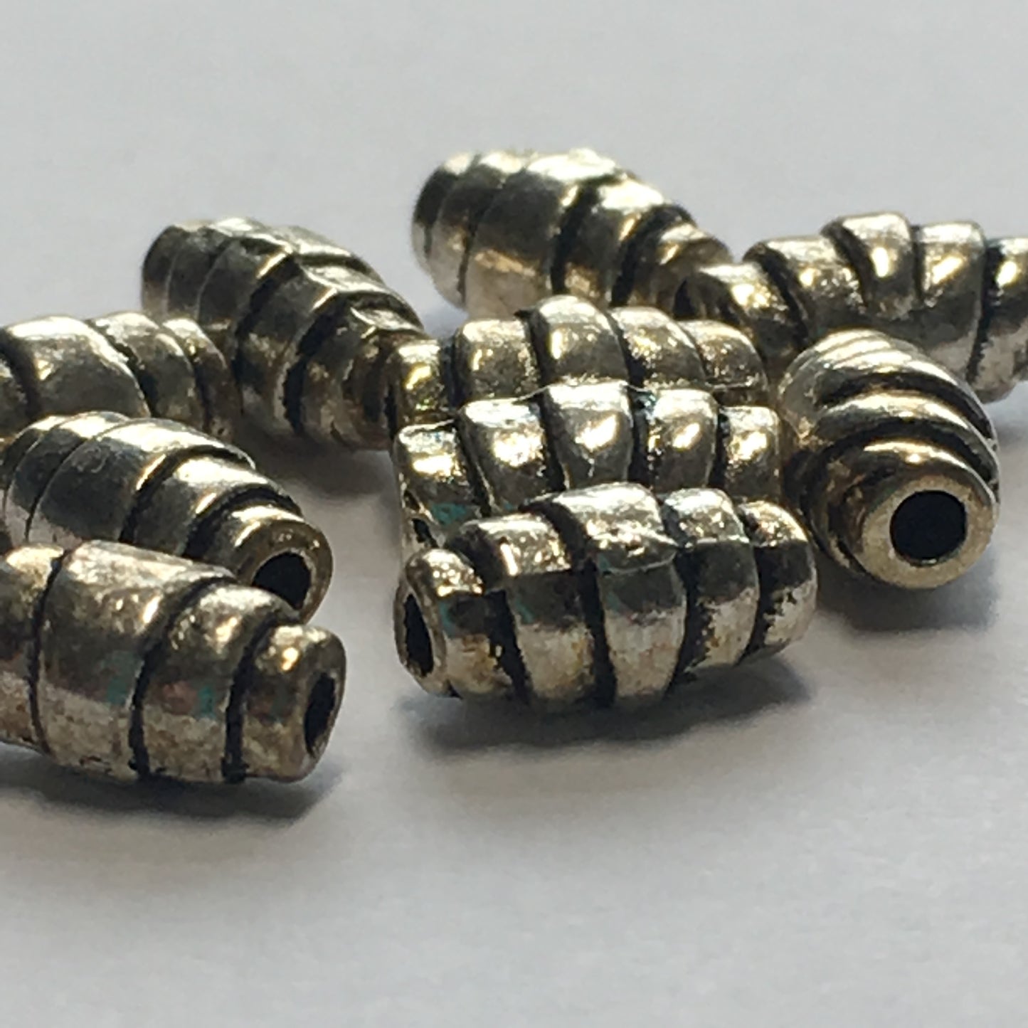 Antique Silver Crescent Roll Beads, 8 x 4 mm - 5 or 10 Beads