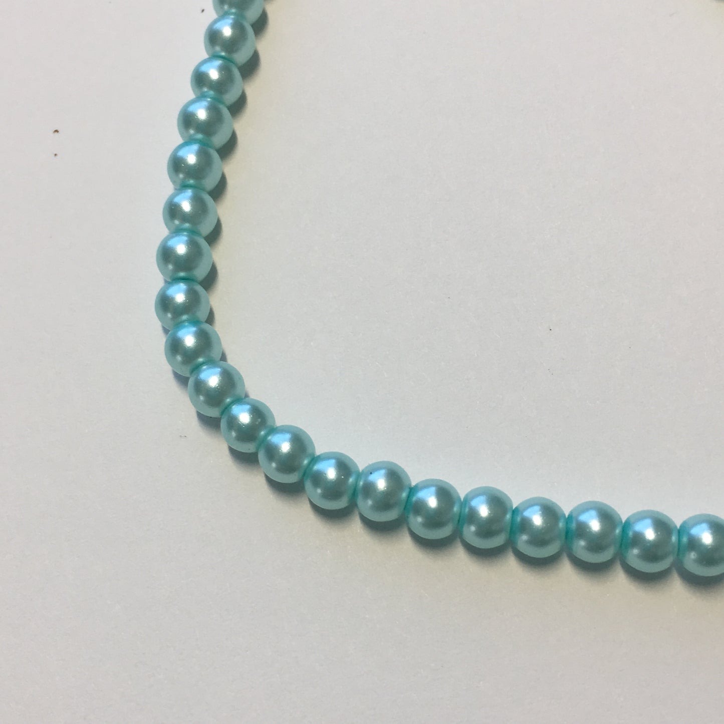 Darice Aqua Strung Round Glass Pearls, 4 mm / 12" Strand - 81 Beads