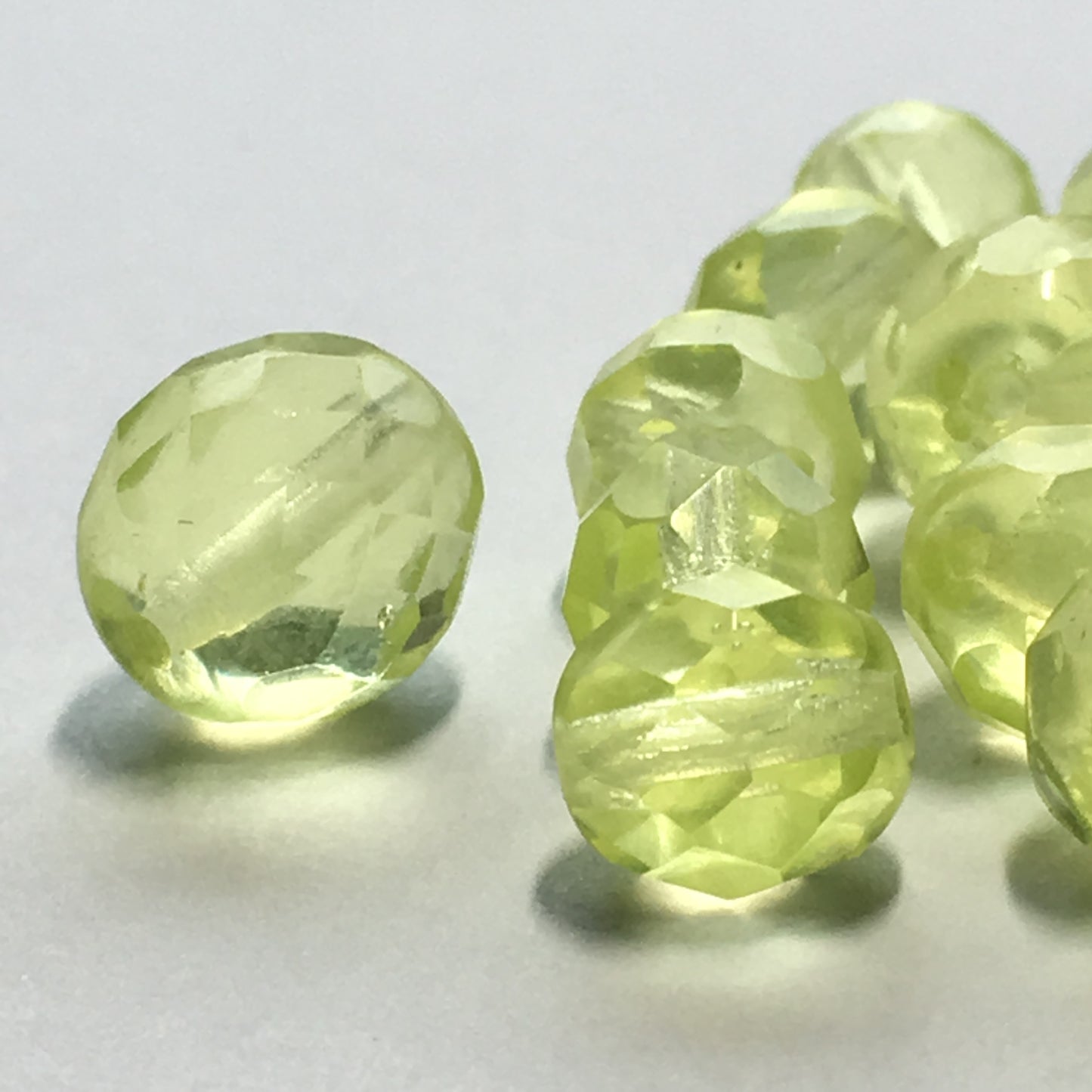 Transparent Yellow Glass Faceted Round Beads, 8 and 10 mm, 17 Beads
