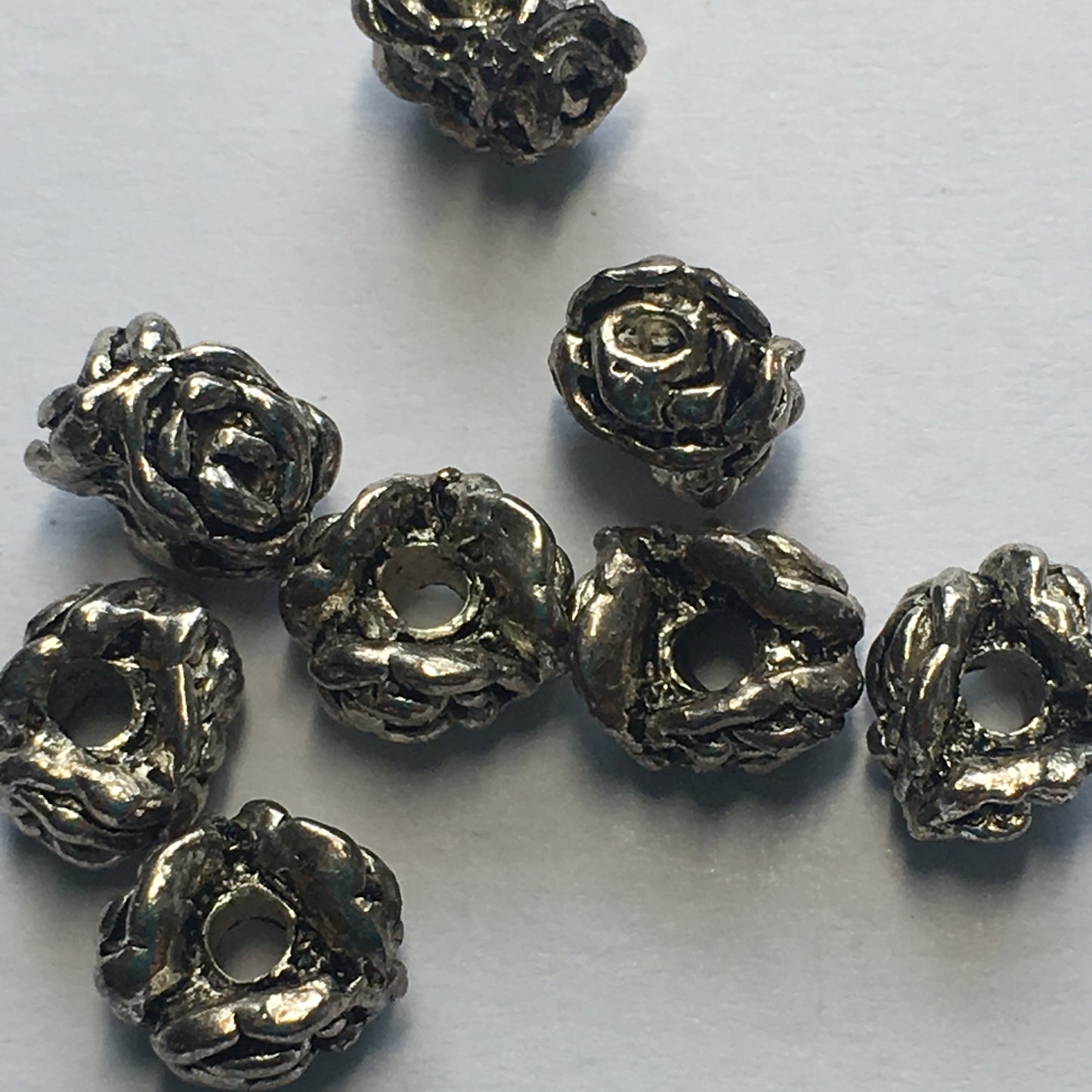 Antique Silver Bali Style Spacer Beads, 8 x 5 mm - 8 Beads