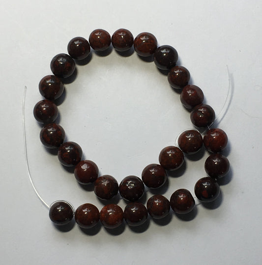 Bloodstone Semi-Precious Stone Round Beads, 8 mm - 28 Beads