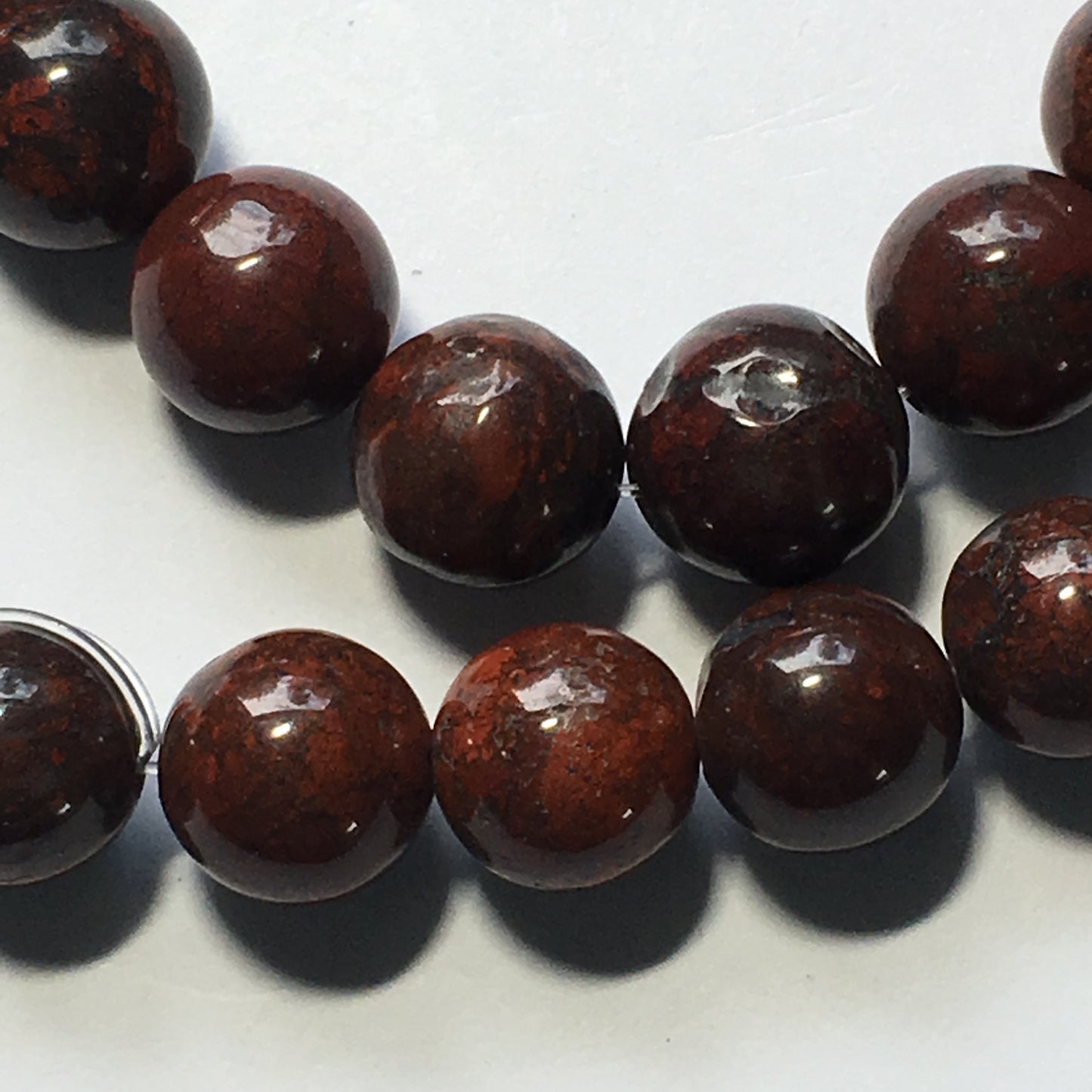 Bloodstone Semi-Precious Stone Round Beads, 8 mm - 28 Beads