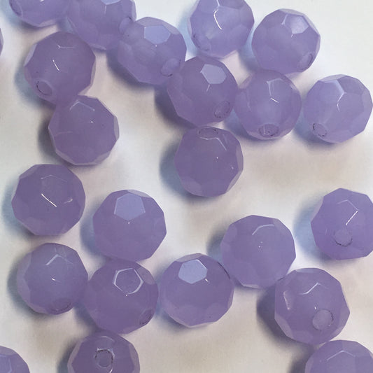 Amethyst Glass Round Faceted Beads, 10 mm - 25 Beads