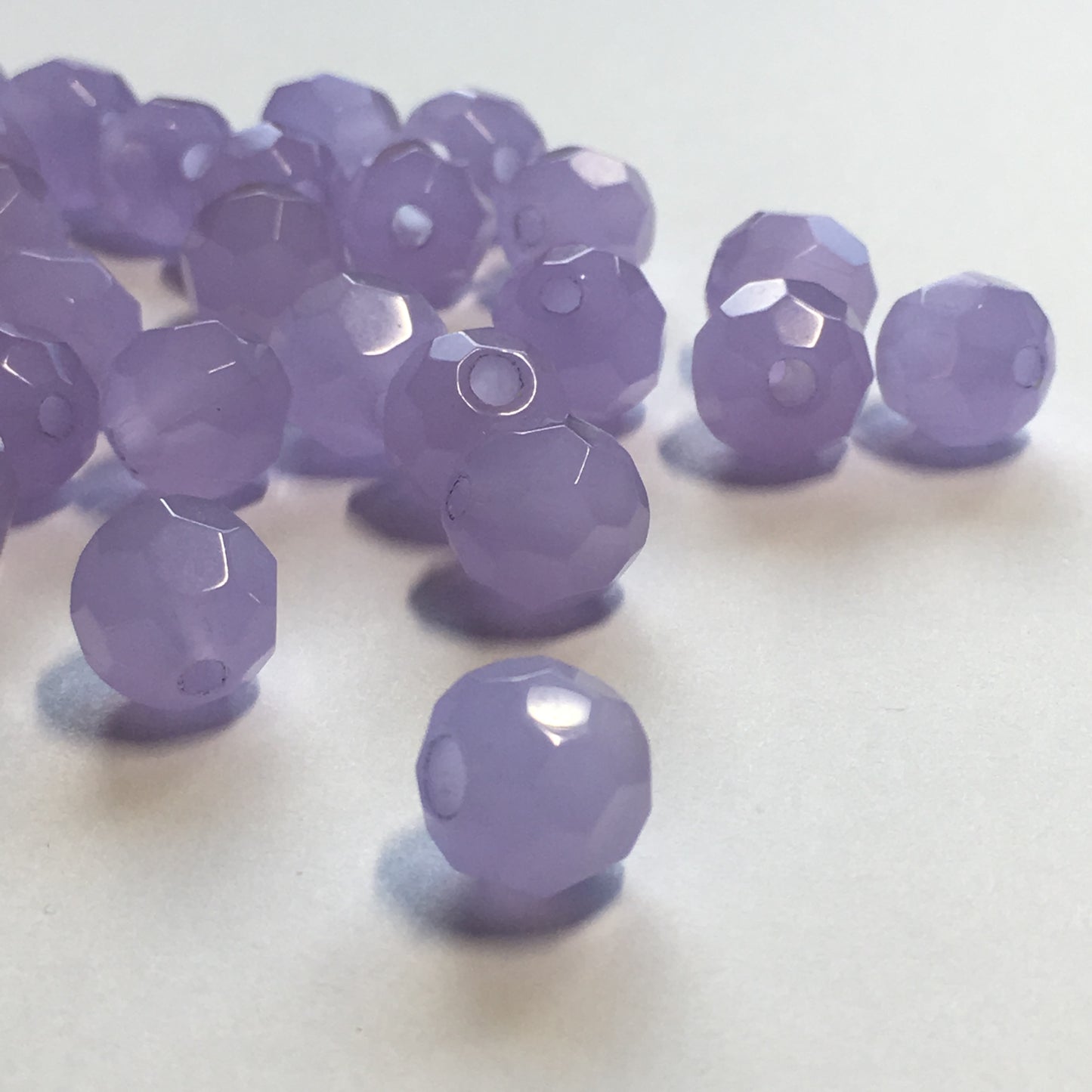 Amethyst Glass Round Faceted Beads, 10 mm - 25 Beads