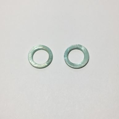 Blue Mother of Pearl Shell Rings - Center slightly offset - 15 x 2 mm - 2 Rings