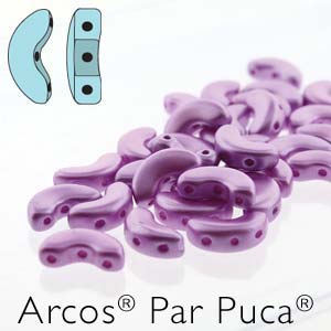 Arcos® par Puca® 02010-25012 Pastel Lilac 5 x 10 mm 3-Hole Arch Beads - 23 Beads on 5 gm Card
