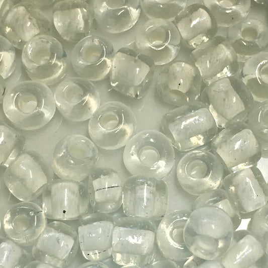 6/0 Color Lined Snow White Transparent Crystal Seed Beads, 5 gm