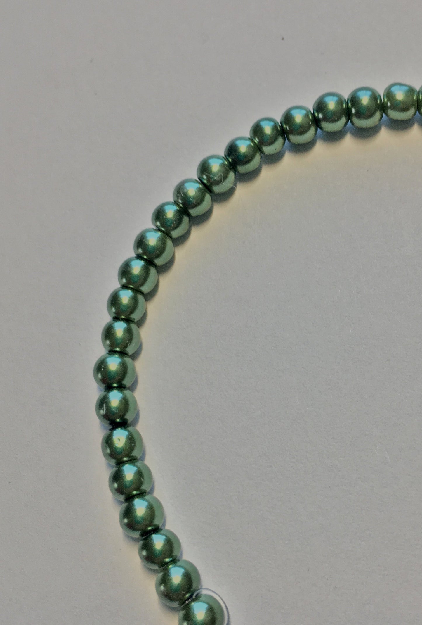 Darice Olive Strung Round Glass Pearls, 4 mm / 12" Strand - 89 Beads