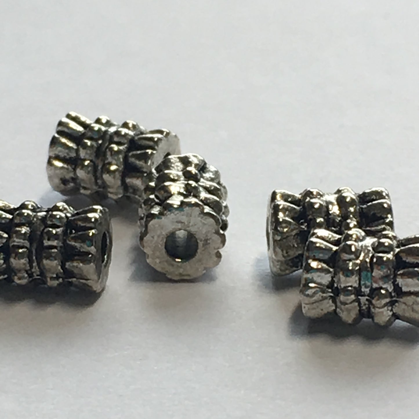 Antique Silver Corrugated Tube Beads, 6 x 4 mm - 5 or 10 Beads