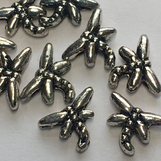 Antique Silver Dragonfly Beads, 8 x 6 mm - 10 Beads