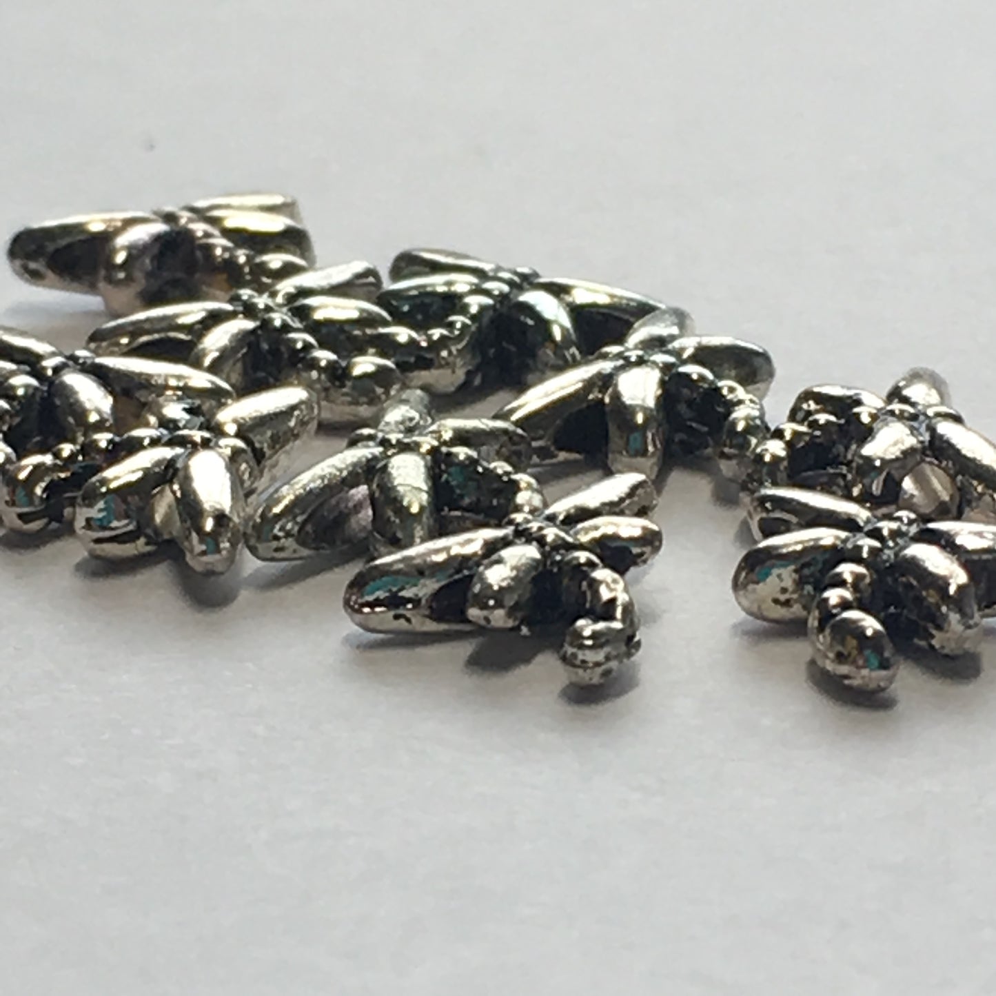 Antique Silver Dragonfly Beads, 8 x 6 mm - 10 Beads