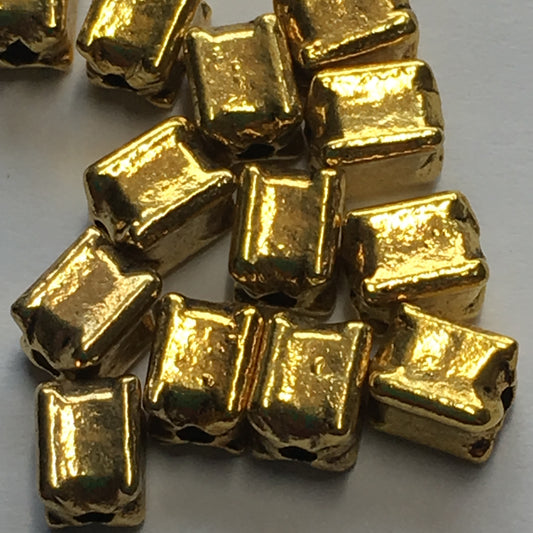 Gold Rectangle Beads, 6 x 4 mm - 13 Beads