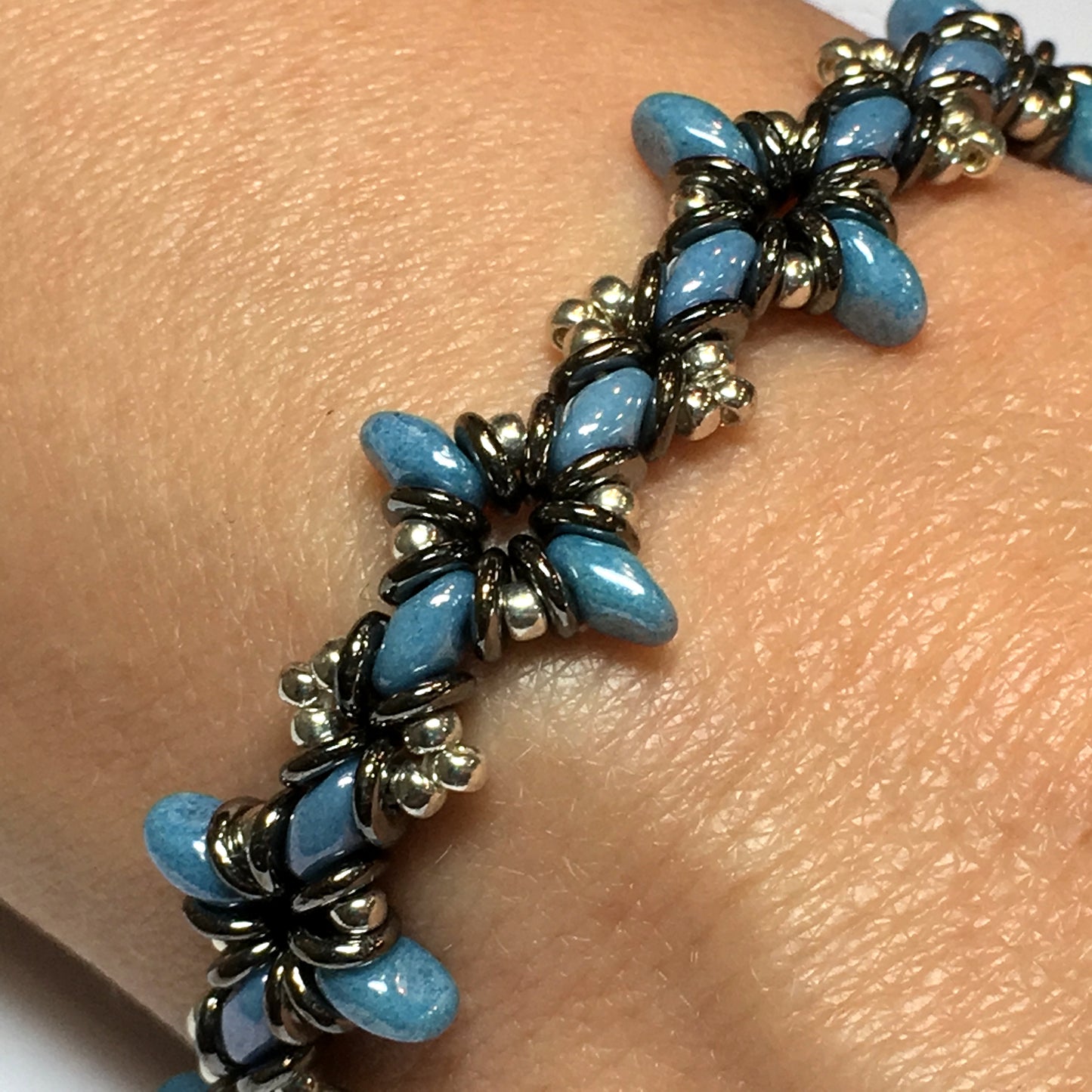 Bead Kit to Make "Oh, My Stars! Bracelet" Blue Luster/ Silver / Jet Full Chrome with Free Tutorial starting at $9.99