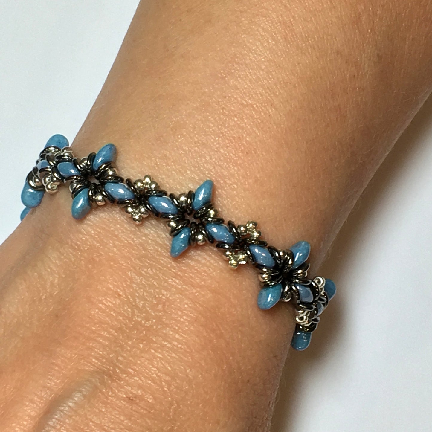 Bead Kit to Make "Oh, My Stars! Bracelet" Blue Luster/ Silver / Jet Full Chrome with Free Tutorial starting at $9.99