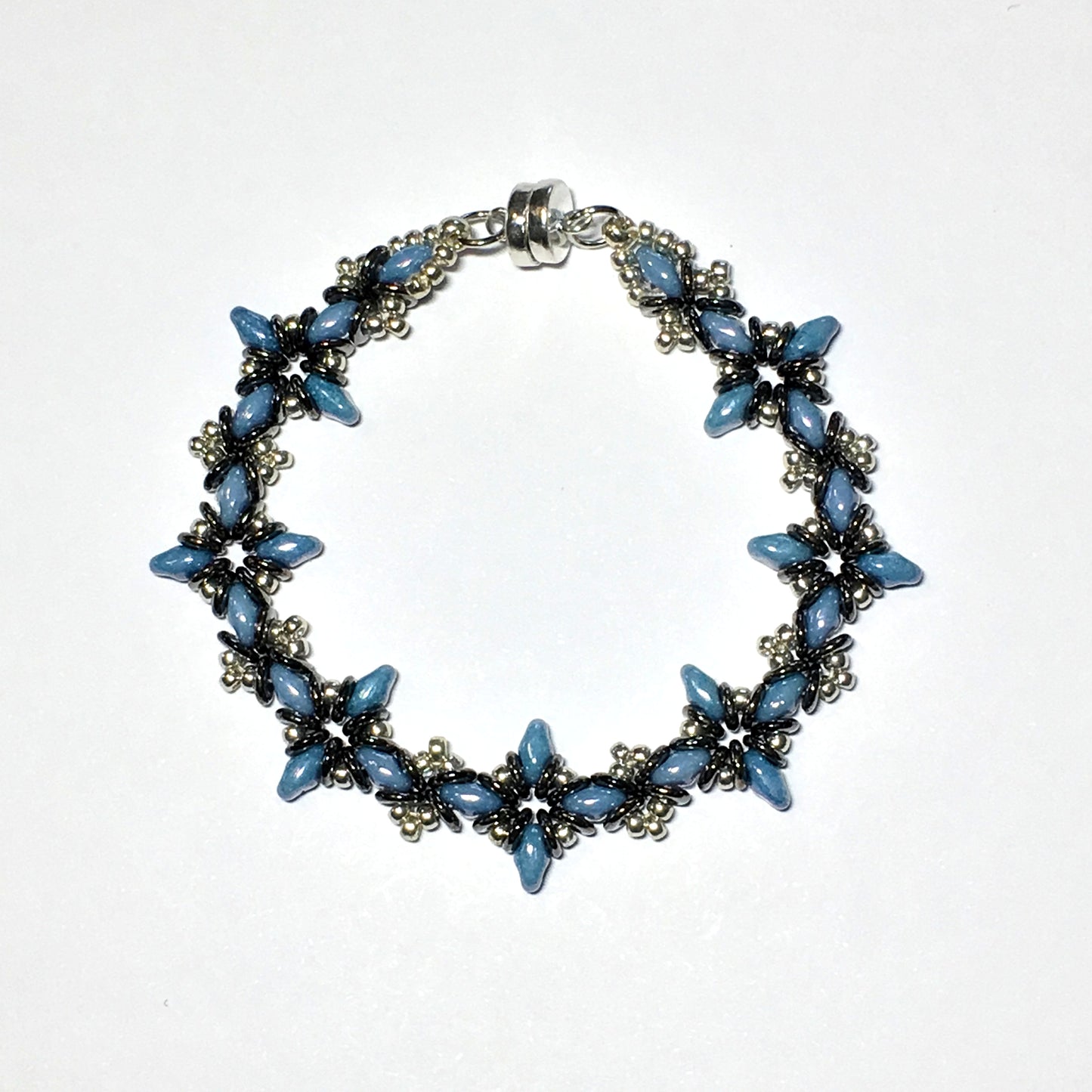 Oh, My Stars Bracelet Blue Luster / Silver / Jet PDF Tutorial/Instructions