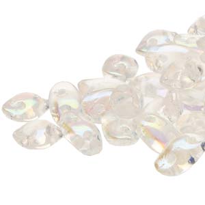 Czech Wave 00030-28701  3 x 7 mm 2-Hole Crystal AB Glass Beads - 5 or 10 gm
