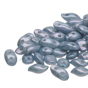 Czech Wave 03000-14464  3 x 7 mm 2-Hole Chalk Blue Luster Glass Beads - 5 or 10 gm