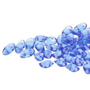 Czech Wave 30060  3 x 7 mm 2-Hole Transparent Sapphire Glass Beads - 5 or 10 gm