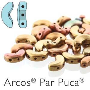 Arcos Par Puca 5 x 10 mm 00030-01620 Yellow Gold Metallic Iris - 24 Beads on 5 gm Card